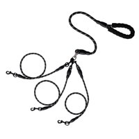 Xusx111 - No Tangle 3 Perro - Cuerda Principal De Plomo Con Mango Acolchado, Tres Divisores De Correa Desmontables, Clip Pesado, Caminar, Correr, Perros Pequeños, Medianos, Grandes (Negro)