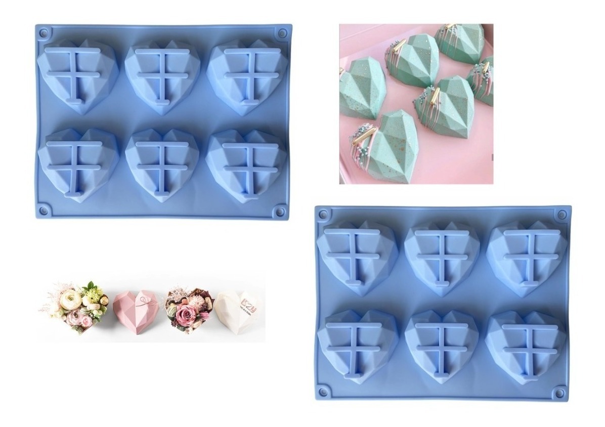 Genérico - Pack X2 Molde Corazon Diamante Molde Corazón Geometrico