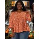 thumbnail image 5 of GRACIA Y GRANDEZA Disfraces de Halloween Blusas de Talla Grande para Mujeres con Estampado de Lunares, Cuello en V, Mangas 3/4, Dobladillo Peplum, Estilo Babydoll, Talla 4X, Color Naranja, 5 of 8