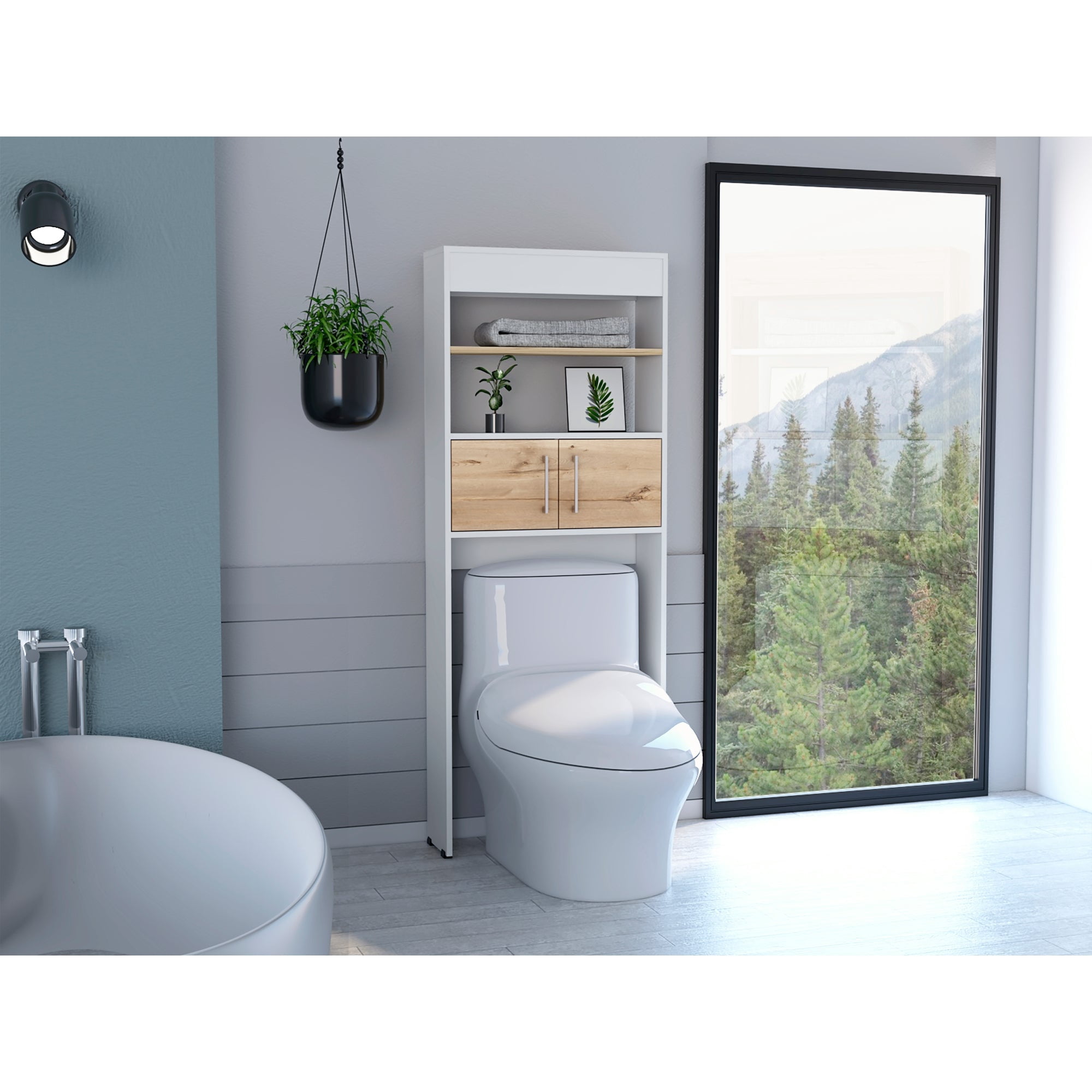 Tuhome - Estante Wc Madrid 2 Puertas 160x62,4x20,3 Cm Blanco Y Duna