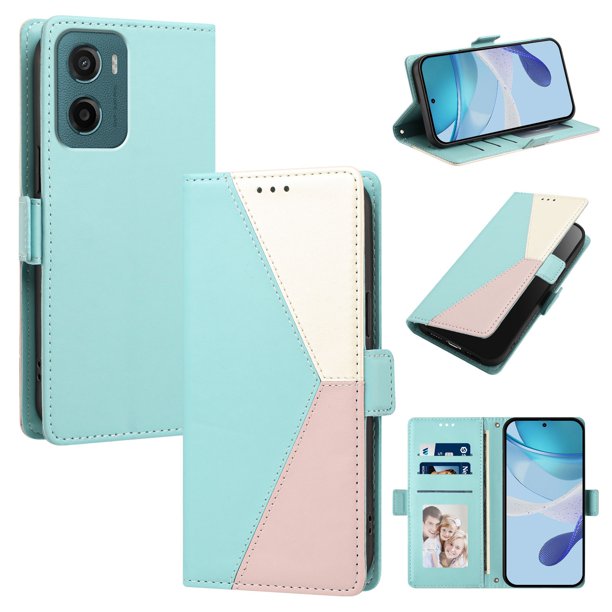 Funda Cartera Tricolor para Motorola Moto G05 con Soporte, Verde