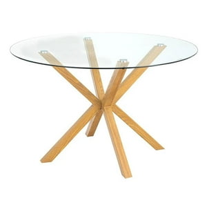 Pandalino - Mesa Redonda Equiz 100Cm | Patas X | Vidrio Templado Blanco