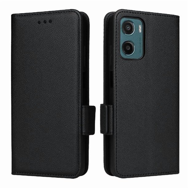 Funda Cartera para Motorola MOTO E15 4G Tapa Flip con Ranuras y Soporte Negro