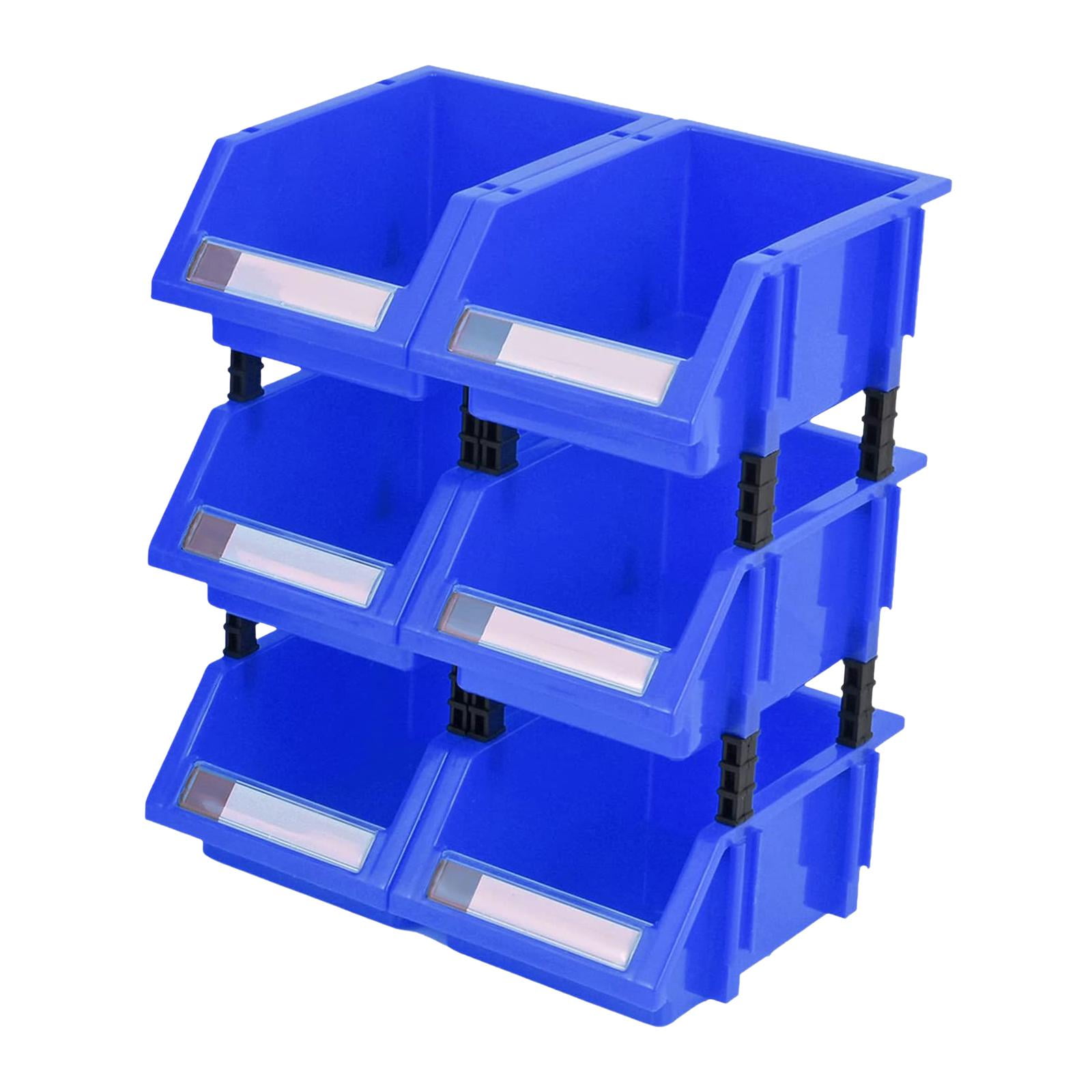 Magideal - 6 X Mini Contenedores De Piezas Organizador De Garaje Almacenamiento De Tornillos Con 4 Columnas De Conexión Hardware Caja De Herramientas Contenedore Azul