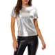 thumbnail image 1 of INSPIRE CHIC Blusas de Fiesta Brillantes de Manga Corta con Textura Metálica para Mujer M NINGUNO10, 1 of 6