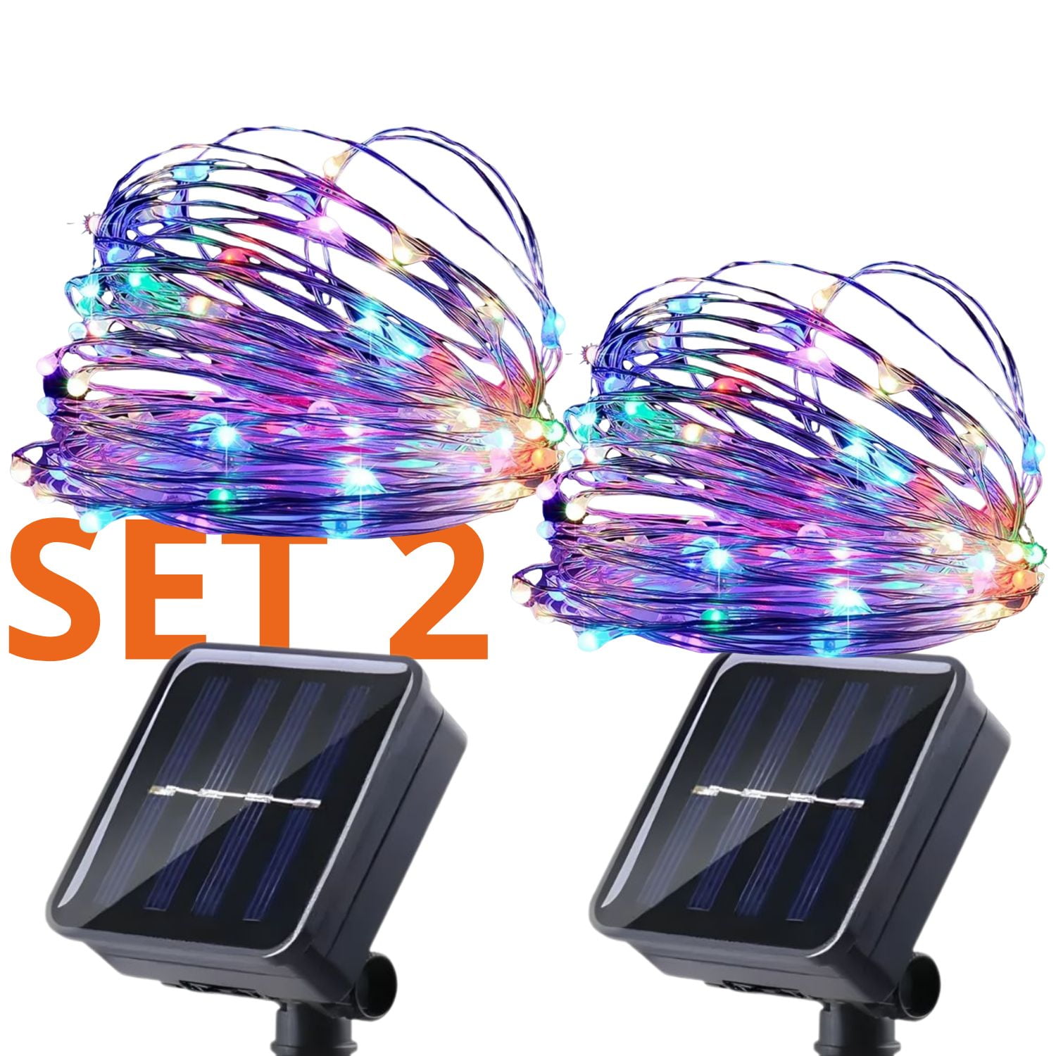 Genérico - Set 2 Guirnalda Solar Alambre Hada Rgb Led 25 Metros