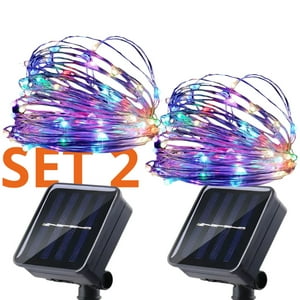 Genérico - Set 2 Guirnalda Solar Alambre Hada Rgb Led 25 Metros