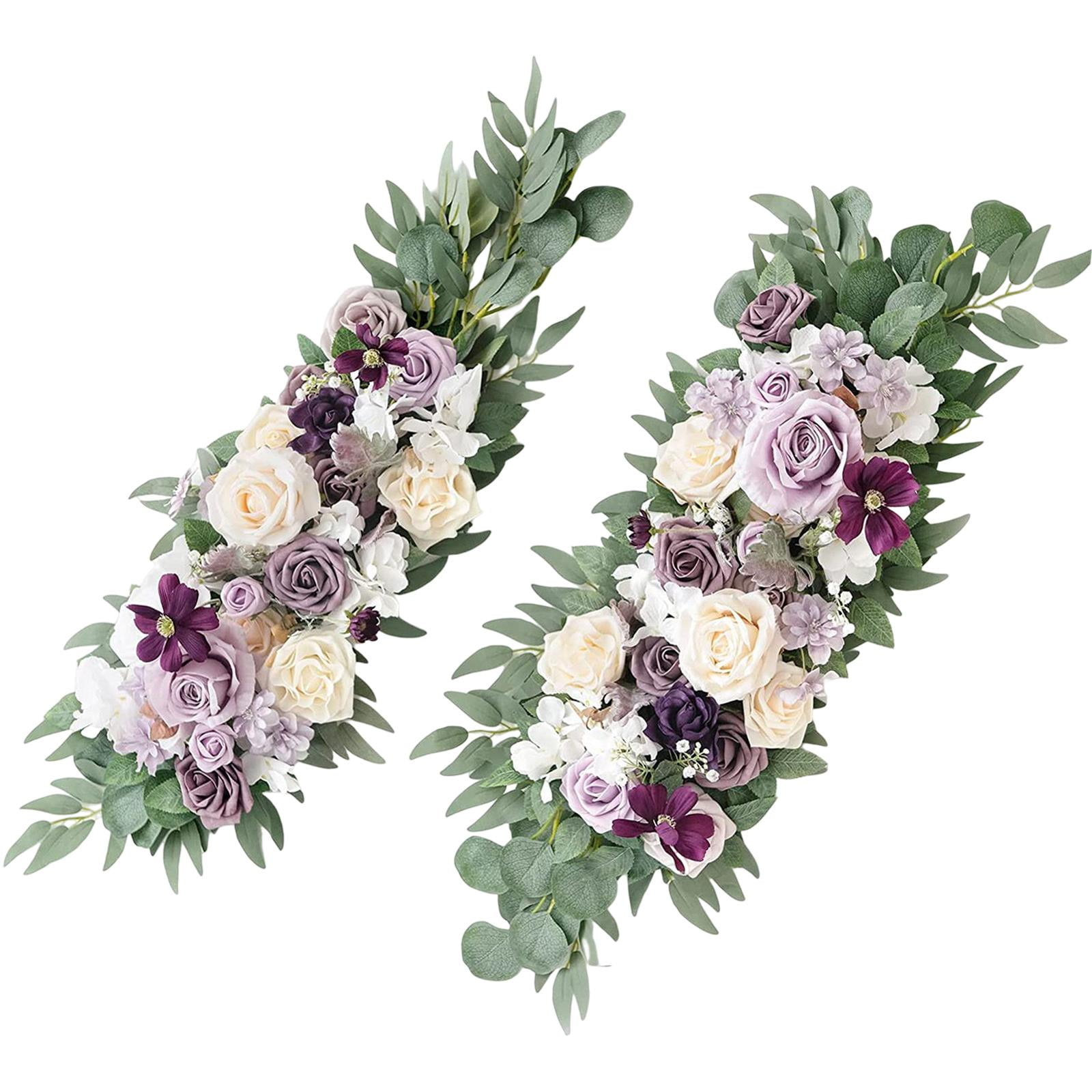 Magideal - Guirnalda De Flores Artificiales Colgantes, Guirnalda De Mimbre De Rosas Artificiales, Flores De Arco De Boda Para Fondo De Jardín, Adornos Para , Púrpura Violeta
