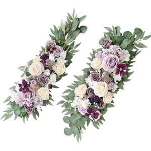 Magideal - Guirnalda De Flores Artificiales Colgantes, Guirnalda De Mimbre De Rosas Artificiales, Flores De Arco De Boda Para Fondo De Jardín, Adornos Para , Púrpura Violeta
