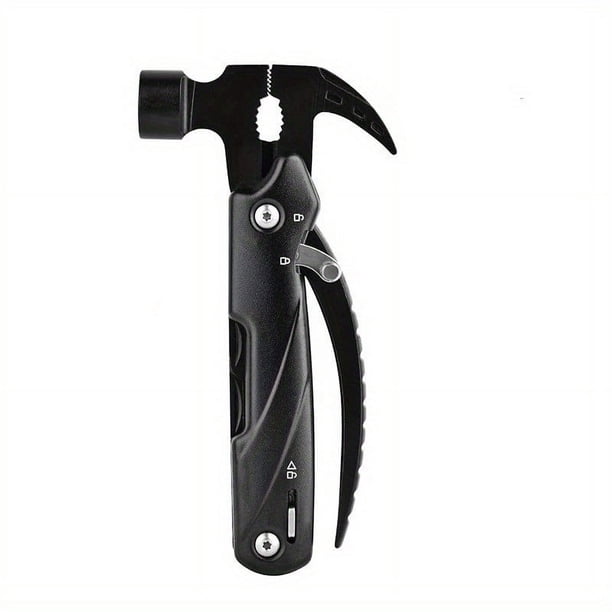 Be Prepared for Anything with Our 12-in-1 Portable Multitool Mini Hammer - Perfect for Outdoor Survival, Camping, and Hiking! Made with Oxide Stainless Steel and Includes a Durable Nylon Sheath in Bla