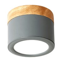 Konnergie - Aplique Decorativo Sobrepuesto Gris Y Madera 6W Luz Fría