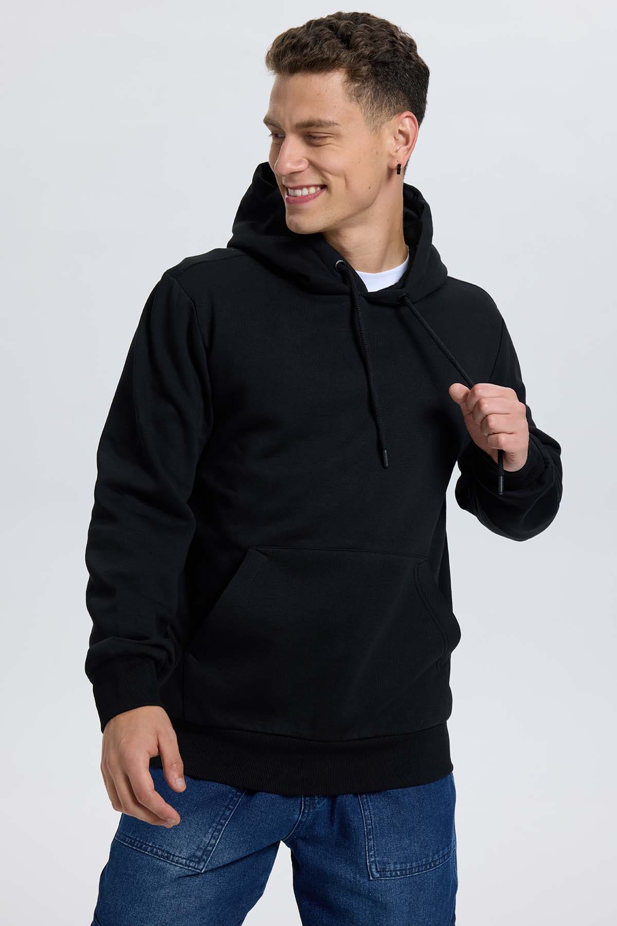 Fashionspark - Polerón Hombre Hoodie Negro