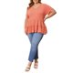 thumbnail image 2 of GRACE & GRANDEUR Blusas Peplum de Verano para Mujer Tallas Grandes de Pascua Babydoll con Textura en Capas Plisadas Cuello en V Manga Corta Ajuste Suelto Casual 3X Naranja, 2 of 6