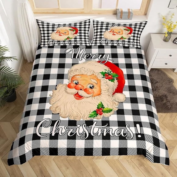 Christm-as Trees D-u-t Co-ve-r Queen Size Sa-nta Claus- and Snowman Comfort-er Cover with 2 Pillow-case for Te-ens Adults Kids S-tarry Sky Be-dding Set Snow Sc-ene Brea-thable 3 Pieces D-ecorative