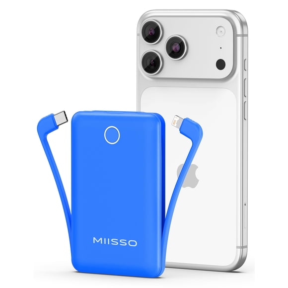 Batería externa miisso 10000 mAh con cable incorporado Deepblue