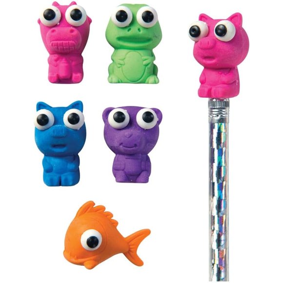 Raymond Geddes Animal Pencil Top Erasers for Kids Pack of 5