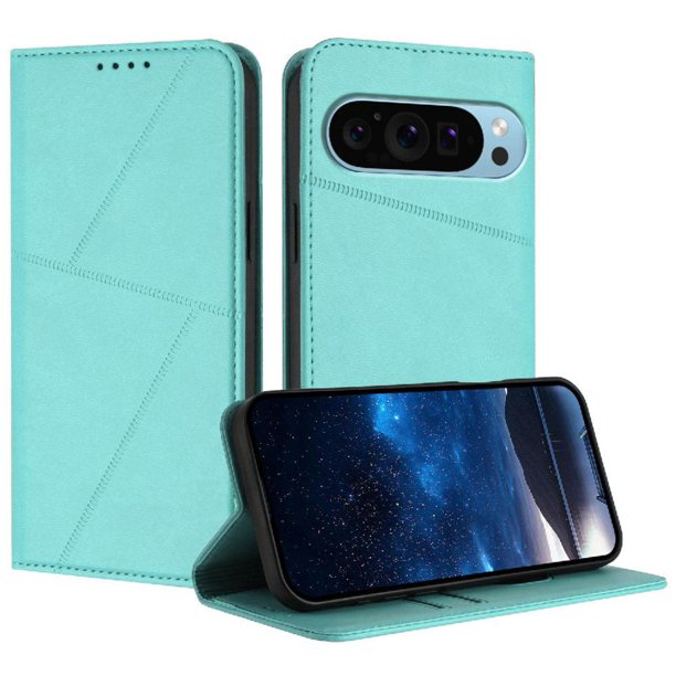 Funda Cartera Magnética para Google Pixel 9 Pro XL Protección Antichoque con Ranuras Verde