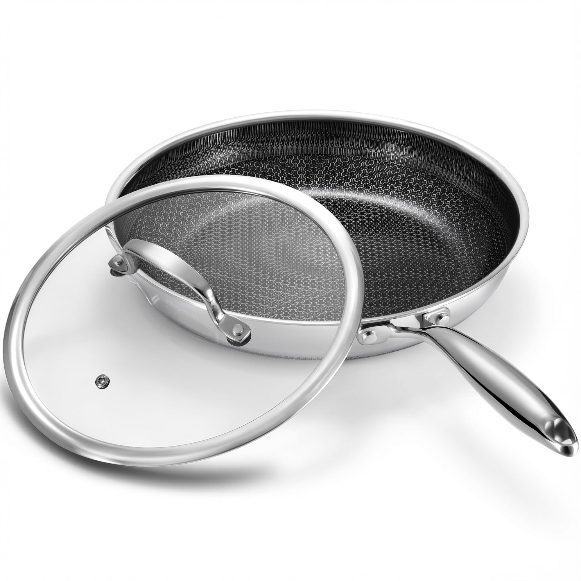 Sartén Tibbicc Antiadherente De 30 Cm Con Tapa De Acero Inoxidable