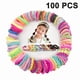 thumbnail image 1 of Paquete de 100 coleteros multicolores de 10 estilos, bandas elásticas para el cabello, pequeñas bandas para el cabello para niños, bebés, niñas y mujeres., 1 of 8