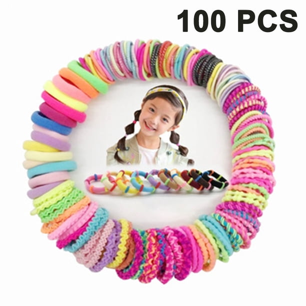 Paquete de 100 coleteros multicolores de 10 estilos, bandas elásticas para el cabello, pequeñas bandas para el cabello para niños, bebés, niñas y mujeres.