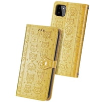 Funda Cartera Foxdock Para Samsung Galaxy A22 5G , Flip Pu Con Relieve De Gatos Y Perros, Tarjetero Y Soporte