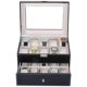 thumbnail image 4 of Caja de reloj, FOME 20 ranuras de cuero de PU, organizador de almacenamiento de doble capa para reloj, caja de reloj con cerradura, caja de exhibición de joyería con 20 almohadas desmontables, tapa de, 4 of 5