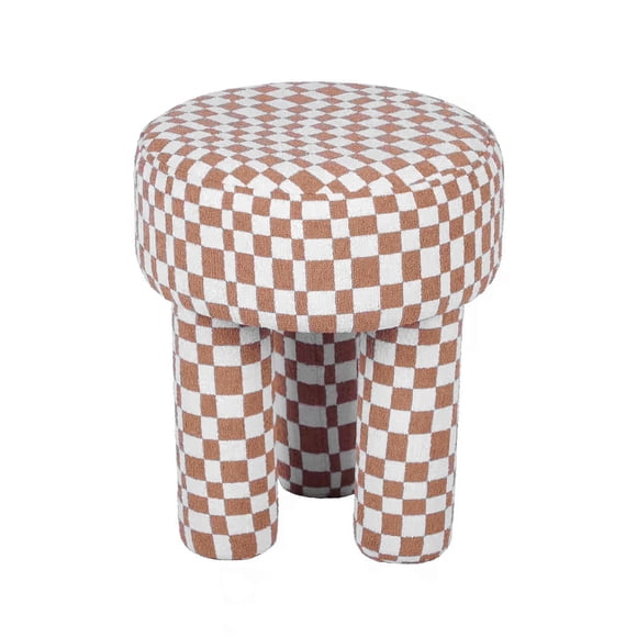 Banco TOV Furniture Claire de bouclé cuadriculado marrón 43 x 43 x 43 cm