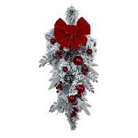 Bothyi - Corona Navideña Nevada, Corona Artificial Para Fiesta, Decoración Navideña Interior Y Exterior, Botín En Forma De Lágrima