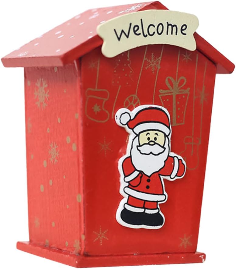 Xinqihang - Alcancía De Madera Con Temática Navideña, Decoración Navideña, Alcancía De Madera Única, Decoraciones Con Monedas