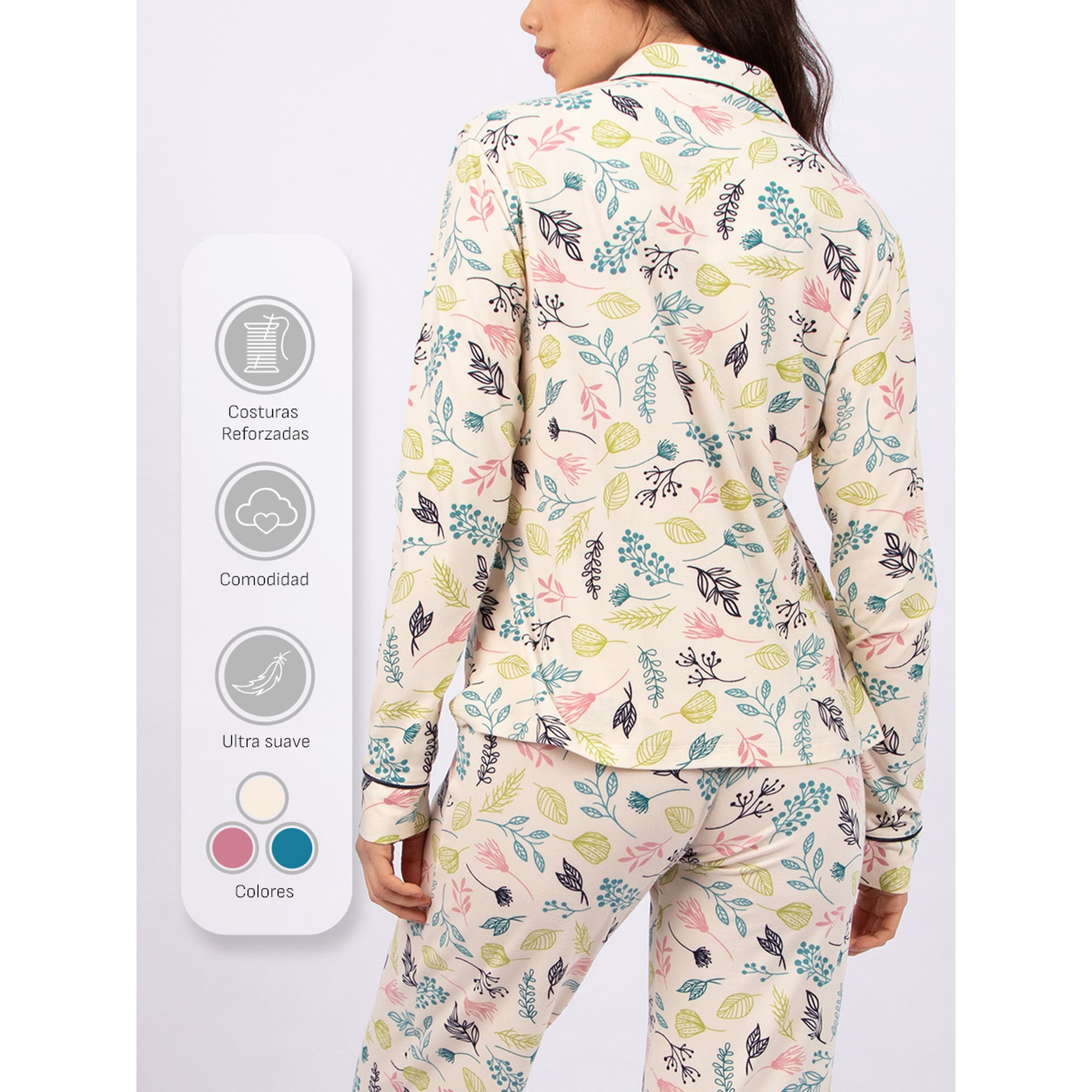 Unno Underwear - Pijama Garden Dream - Algodón Peruano - Talla S - Color Perla