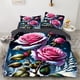 thumbnail image 1 of x43 Bed SheetsPurple Floral Bedding Set Qulit Cover Rose Duvet Cover Flower Comforter Cover Size Linens Bed x x 3-Piece Bedding Set (1 Duvet Cover + 2 Pillow Shams) nj43, 1 of 5