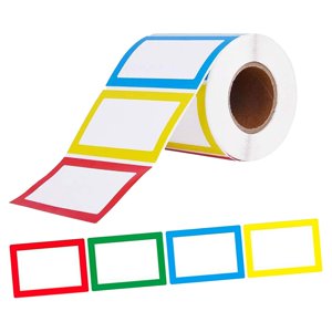 Magideal - 150 Etiquetas Adhesivas De Nombre, Etiquetas Adhesivas De Clasificación, Pegatinas De Nombre Grabables Con Borde Colorido Para Reuniones Escolares De