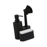 Magideal - Dispensador De Jabón Líquido Para Manos, Dispensador De Jabón Con Soporte Para Esponja, Esponja De 340Ml Con Soporte De Almacenamiento, Accesorios, Di Negro