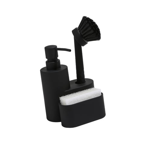 Magideal - Dispensador De Jabón Líquido Para Manos, Dispensador De Jabón Con Soporte Para Esponja, Esponja De 340Ml Con Soporte De Almacenamiento, Accesorios, Di Negro
