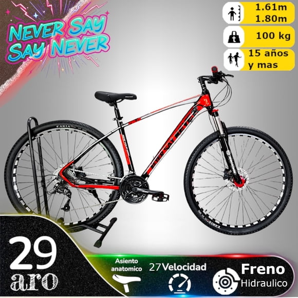 Bicicleta aro 29 Never Say Never Roja Freno hidraulico/27 veloc