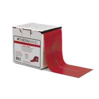 Cinta De Resistencia Theraband, Rollo De 25 M, Color Rojo Medio, Sin Látex