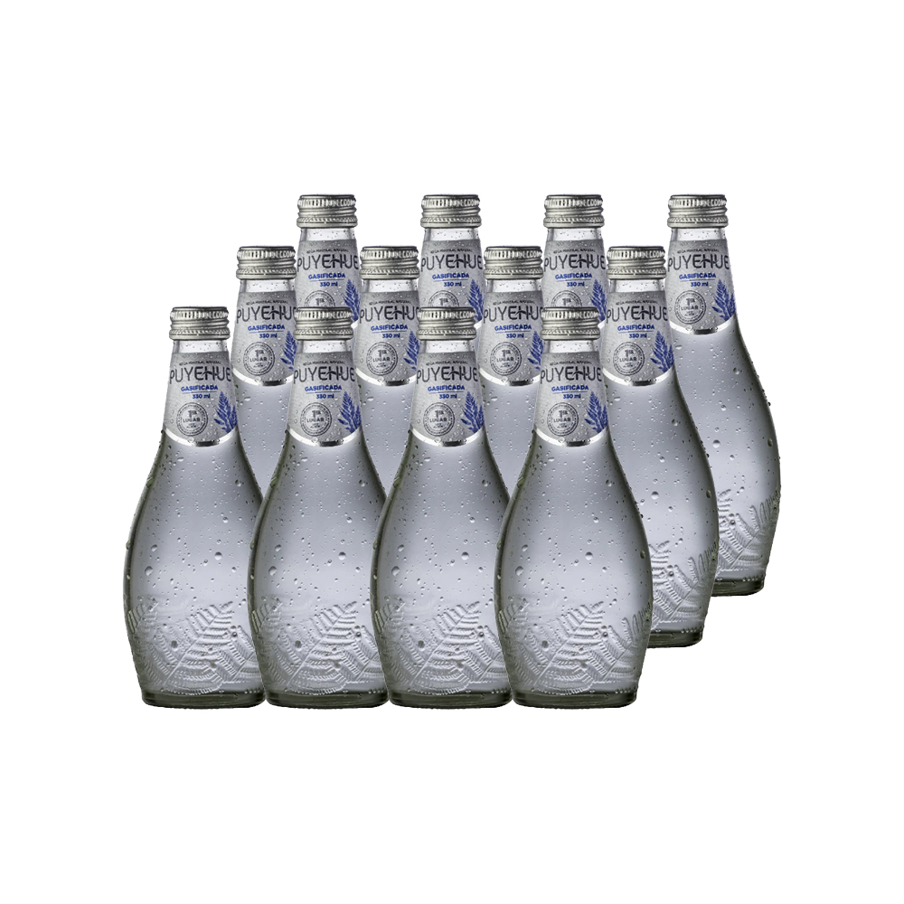 12X Agua Mineral Natural Puyehue Con Gas 330Cc