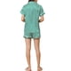 thumbnail image 3 of INSPIRE CHIC Conjunto de Pijama de Satén para Mujer Camisa de Manga Corta con Botones y Pantalones Cortos con Cuello en V y Estampado de Rayas Ropa de Dormir S Verde Claro, 3 of 6