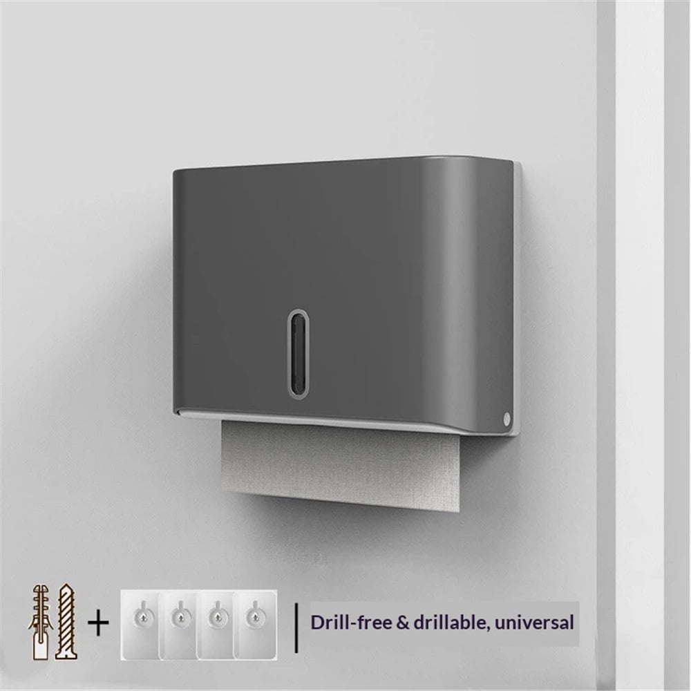 Xusx111 - Montaje De Pared Del Dispensador De Toallas De Papel, Perforación Adhesiva Múltiple Pliegue Comercial Dispensador De Toallas De Mano (gris, Excluyendo Tejidos)