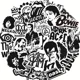 thumbnail image 1 of Set Sticker cantantes grupos de Rock música Black&white, 1 of 7