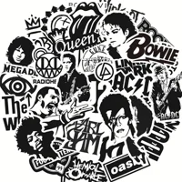 Estoykuku - Set Sticker Cantantes Grupos De Rock Música Black&White
