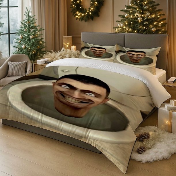 3pcs Toilet for Man Digital Print Bedding Set High-Density Polyester