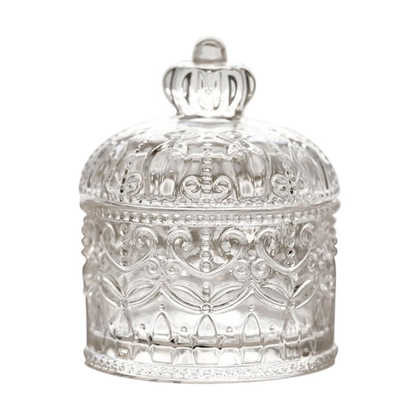 Tarro de cristal con corona, tarro de cristal para dulces, organizador de almacenamiento de dulces, caja organizadora de joyas para accesorios para el