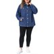 thumbnail image 2 of Chaqueta de Mezclilla para Mujer de Talla Grande Agnes Orinda con Botones, Solapa y Manga Larga, Estilo Boyfriend, Casual, 2X Azul Oscuro, 2 of 6