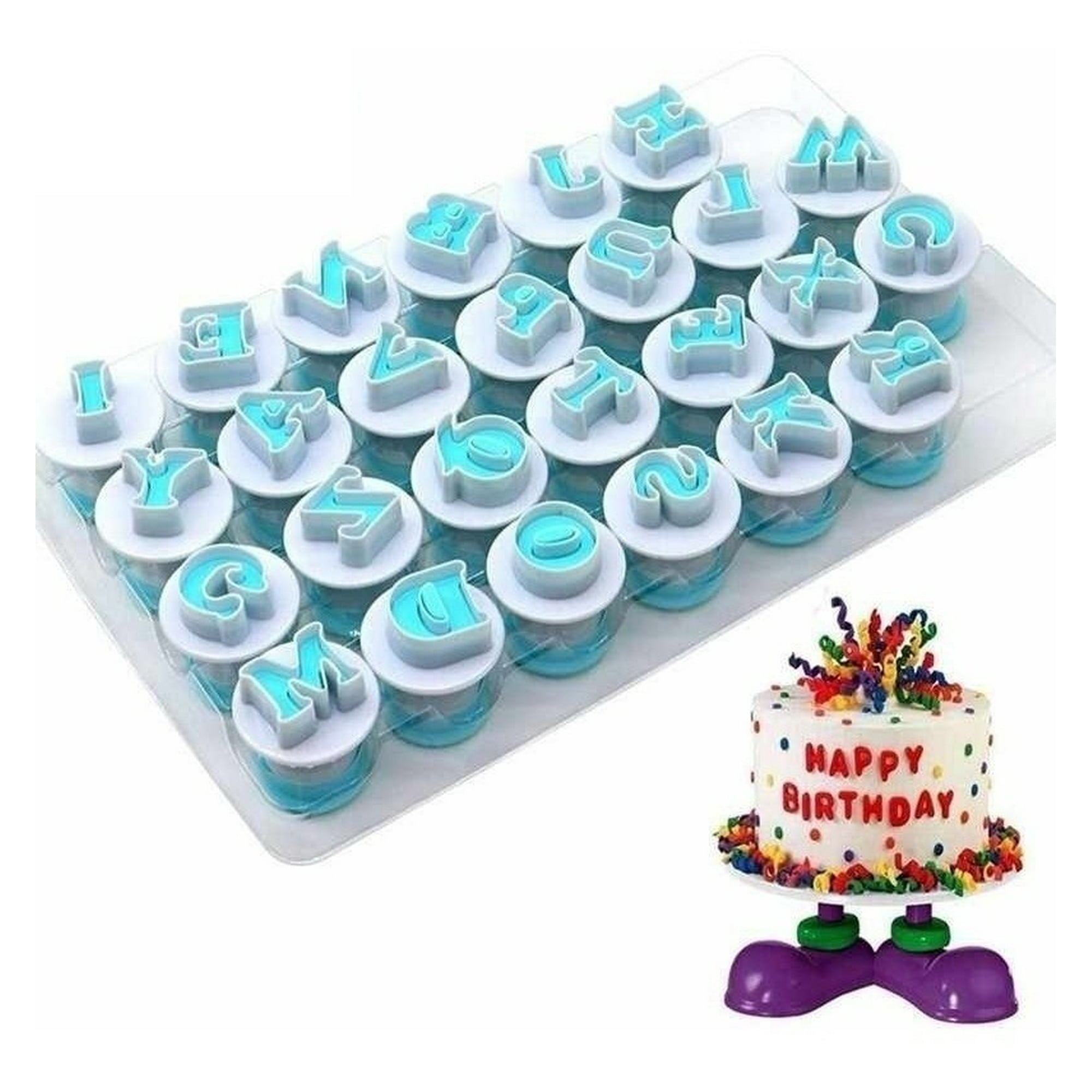 Genérico - Set 26 Moldes Fondant Cortador Con Pulsador Letras Mayuscula