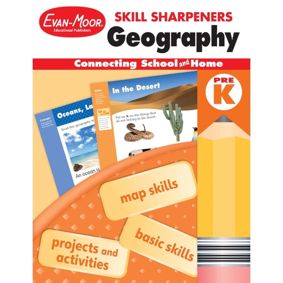 Cuaderno de ejercicios Evan-Moor Skill Sharpeners Geography PreK con proyectos divertidos