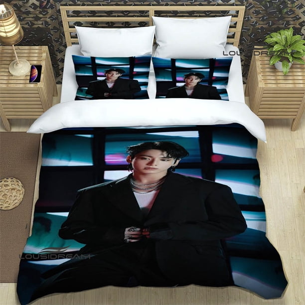 v1161 Bed Sheets Kpop SUGA Jeon Jung Kook Rap Monster Bedding Sets exquisite bed supplies set duvet cover bed comforter set bedding set luxury 3-Piece Bedding Set (1 Duvet Cover + 2 Pillow Shams) Bed