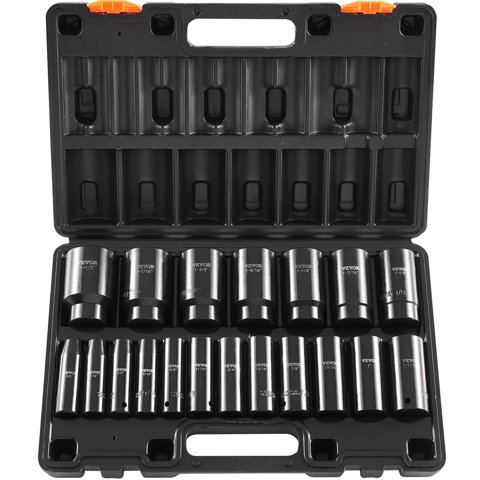 Juego De Enchufes Impact Vevor, 19 Unidades De 1/2 Pulgada Con Bolsa De Almacenamiento