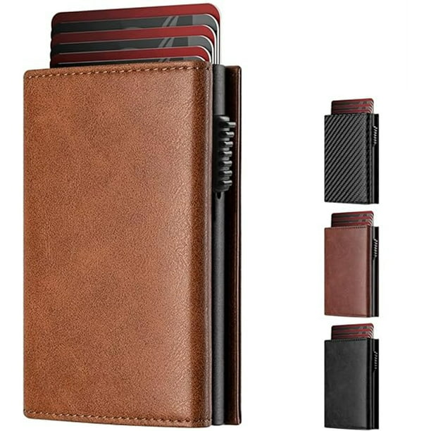 Cartera Para Hombre Billetera Hombre De Cuero Genuino Con Rfid Bloqueo Carteras Minimalista Plegable Con Ranuras Para Tarjetas