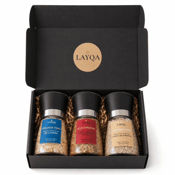 Pack Esenciales Layqa 3 Sales de Mar Gourmet con Molinillo